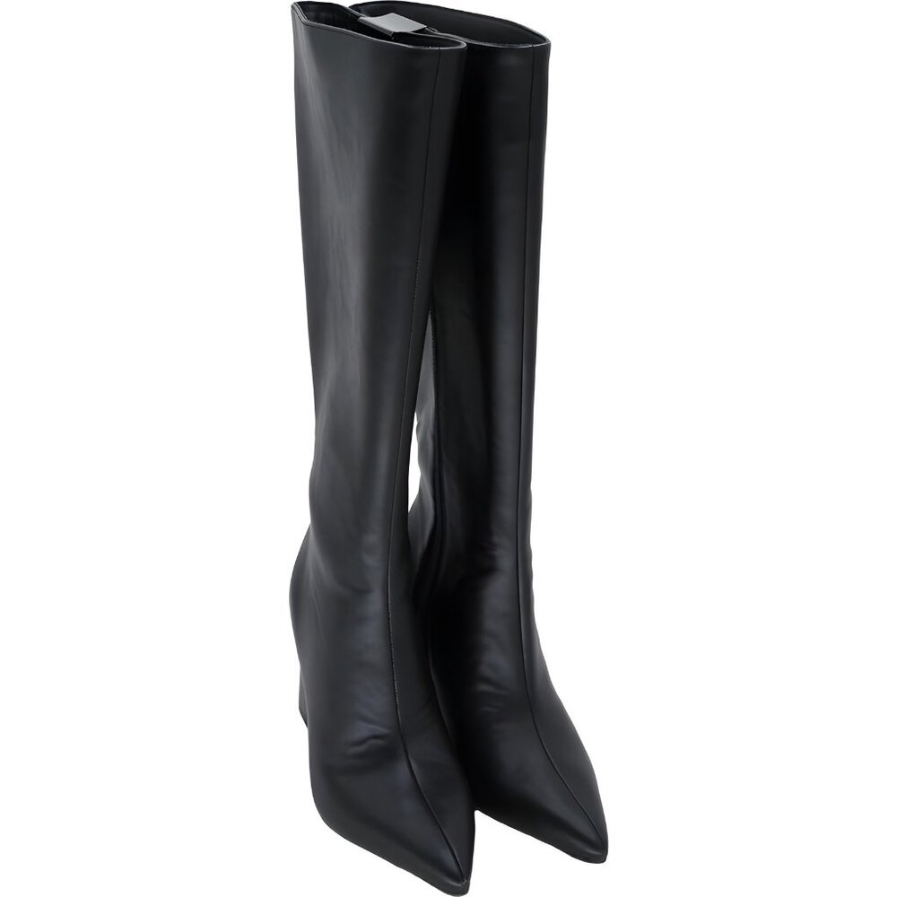 Women's Wide-Calf Block Heel Knee High Boots Black US 6.5W